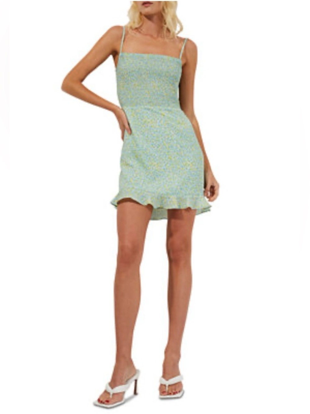 French Connection Women's Stacie Daisy Verona Mini Dress Green Blue Size 4